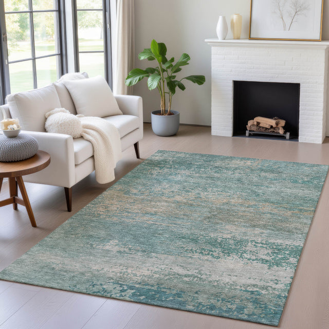 Addison Chantille ACN2071 Abstract Machine Made Transitional Aqua Rug