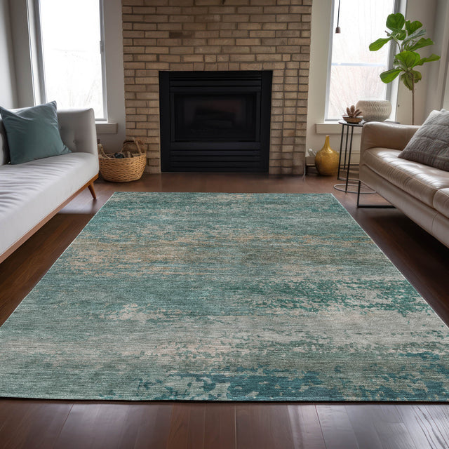 Addison Chantille ACN2071 Abstract Machine Made Transitional Aqua Rug