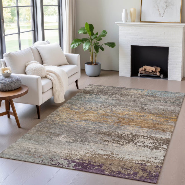 Addison Chantille ACN2071 Abstract Machine Made Transitional Brown Rug