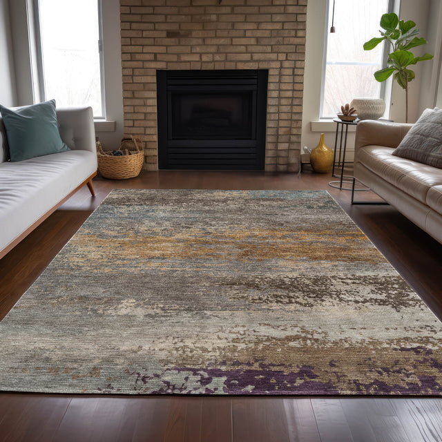 Addison Chantille ACN2071 Abstract Machine Made Transitional Brown Rug