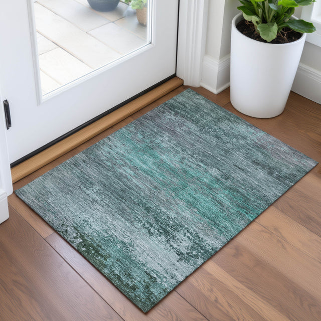 Addison Chantille ACN2071 Abstract Machine Made Transitional Teal Rug
