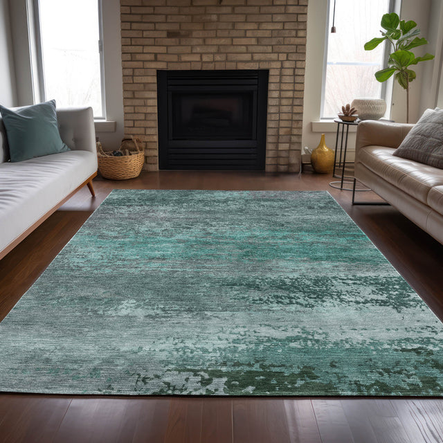 Addison Chantille ACN2071 Abstract Machine Made Transitional Teal Rug