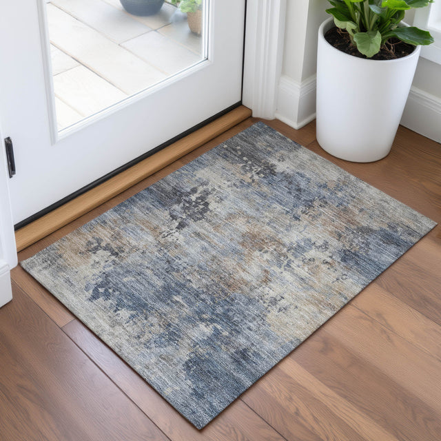 Addison Chantille ACN2073 Abstract Machine Made Transitional Denim Rug