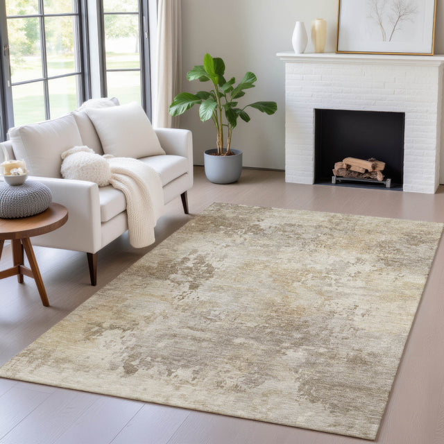 Addison Chantille ACN2073 Abstract Machine Made Transitional Tan Rug