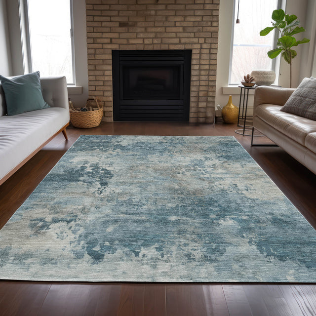 Addison Chantille ACN2073 Abstract Machine Made Transitional Teal Rug