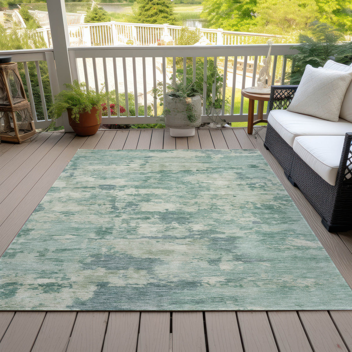 Addison Chantille ACN2074 Abstract Machine Made Transitional Teal Rug