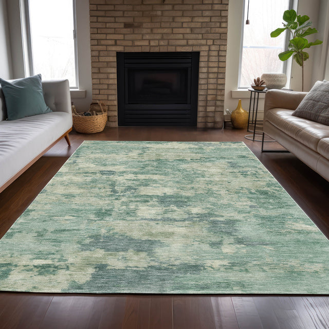 Addison Chantille ACN2074 Abstract Machine Made Transitional Teal Rug