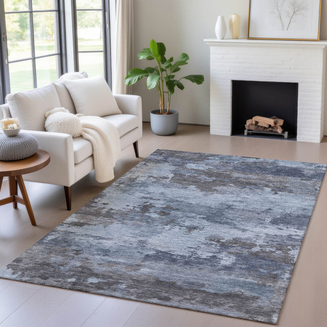 Addison Chantille ACN2075 Abstract Machine Made Transitional Blue Rug