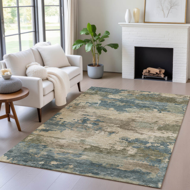 Addison Chantille ACN2075 Abstract Machine Made Transitional Teal Rug
