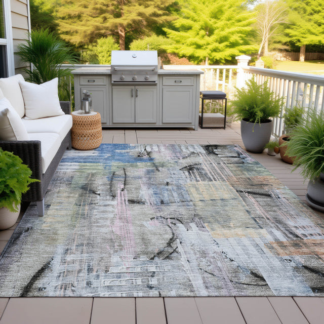 Addison Chantille ACN2076 Abstract Machine Made Transitional Blue Rug