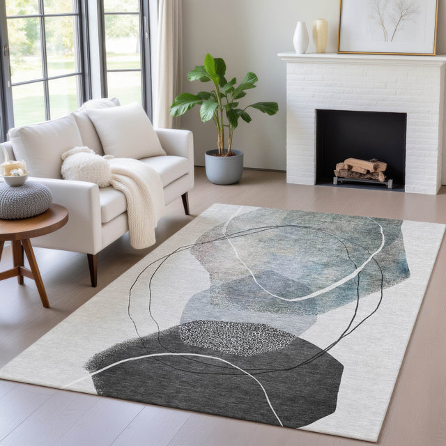 Addison Chantille ACN2077 Abstract Machine Made Transitional Ivory Rug