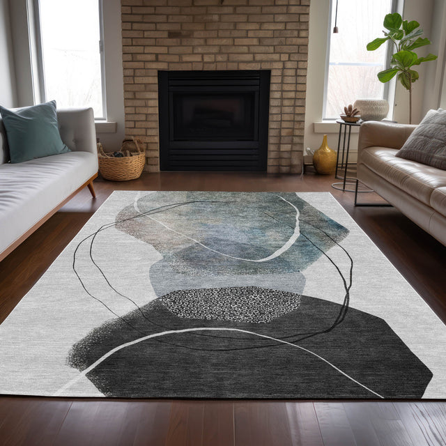 Addison Chantille ACN2077 Abstract Machine Made Transitional Ivory Rug