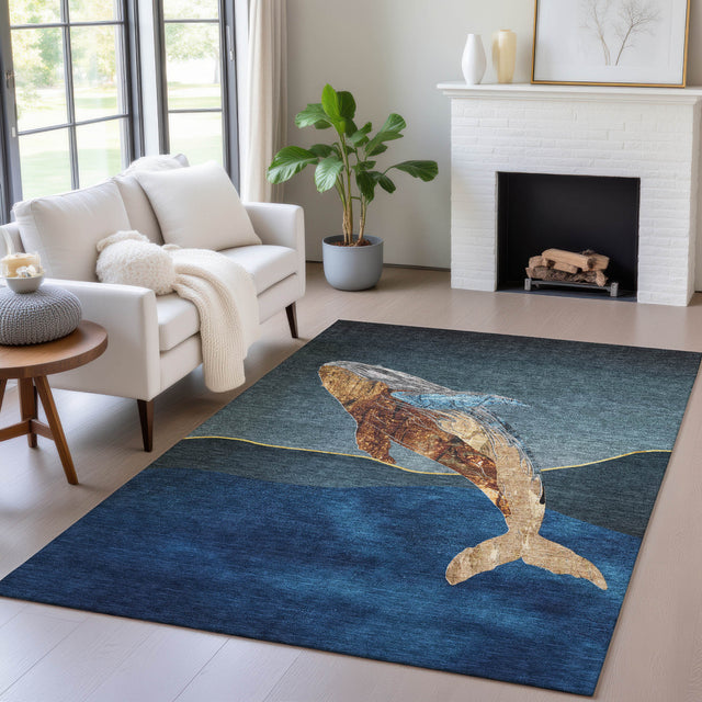 Addison Chantille ACN2078 Coastal Machine Made Transitional Blue Rug