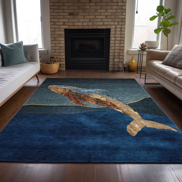 Addison Chantille ACN2078 Coastal Machine Made Transitional Blue Rug