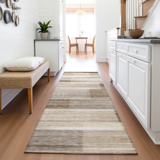 Addison Chantille ACN2082 Stripes Machine Made Transitional Brown Rug