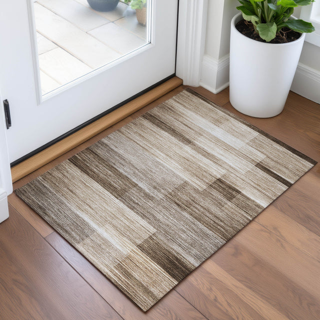 Addison Chantille ACN2082 Stripes Machine Made Transitional Brown Rug