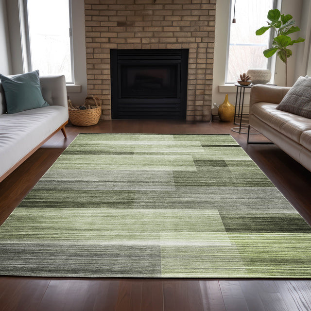 Addison Chantille ACN2082 Stripes Machine Made Transitional Green Rug