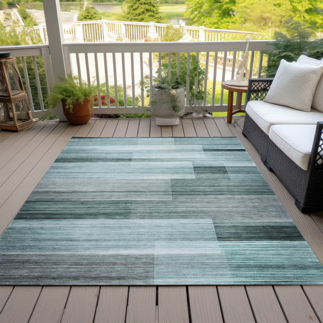 Addison Chantille ACN2082 Stripes Machine Made Transitional Teal Rug