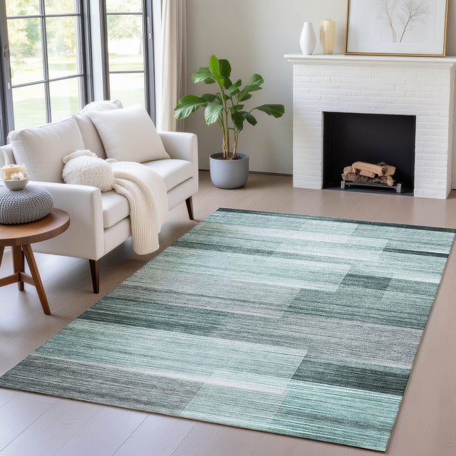 Addison Chantille ACN2082 Stripes Machine Made Transitional Teal Rug