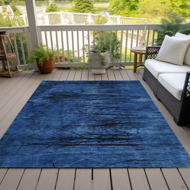 Addison Chantille ACN2083 Floral Machine Made Transitional Blue Rug