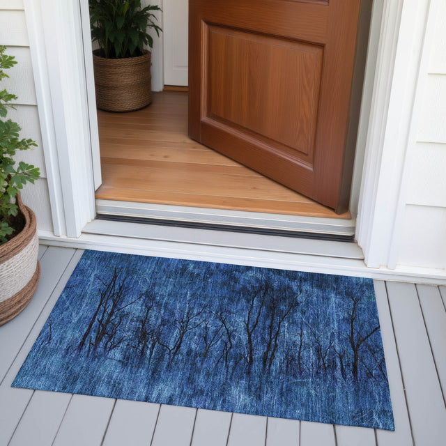 Addison Chantille ACN2083 Floral Machine Made Transitional Blue Rug