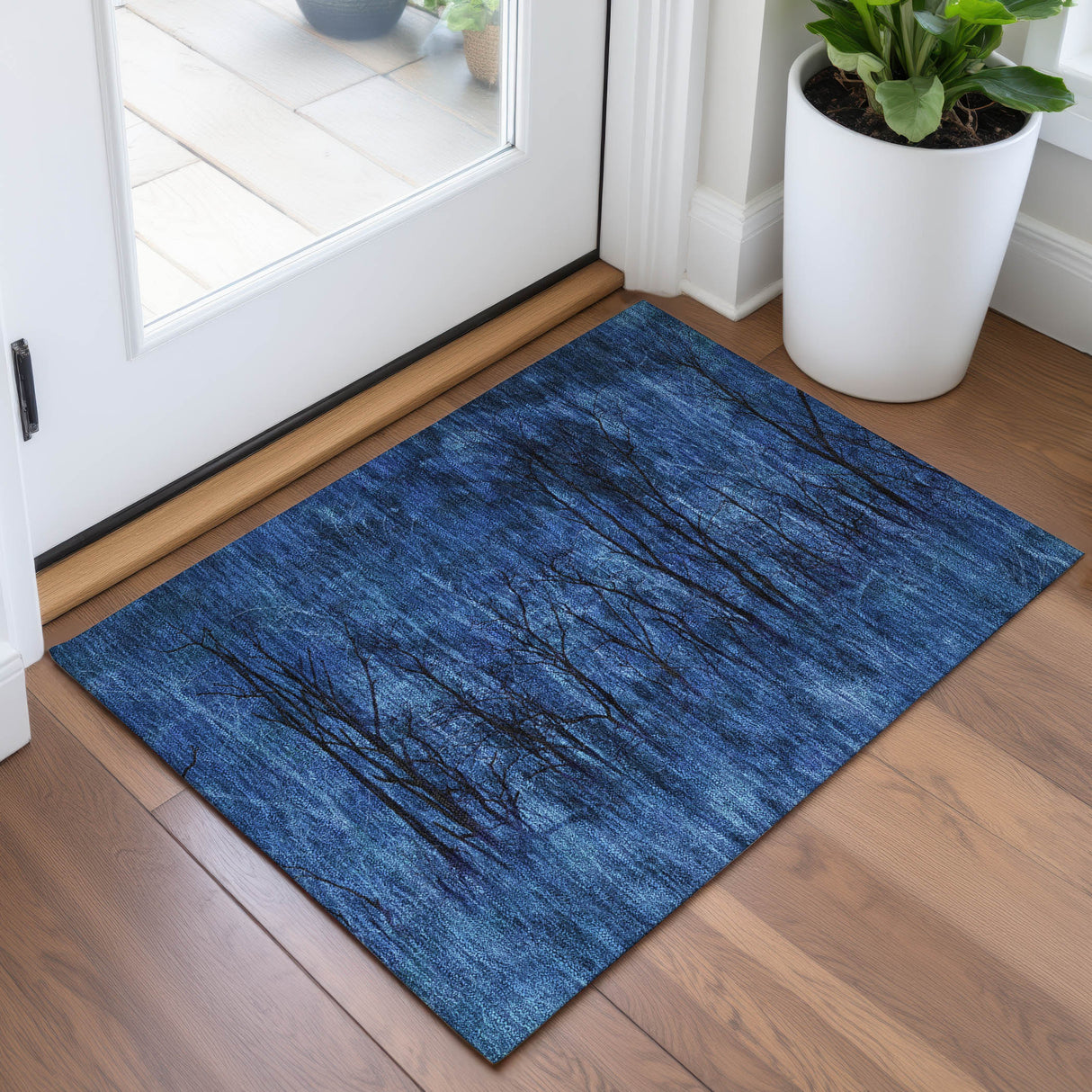 Addison Chantille ACN2083 Floral Machine Made Transitional Blue Rug