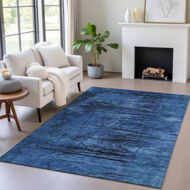 Addison Chantille ACN2083 Floral Machine Made Transitional Blue Rug