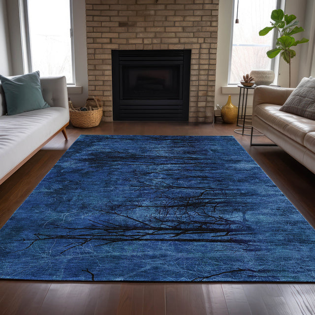 Addison Chantille ACN2083 Floral Machine Made Transitional Blue Rug