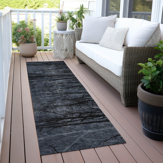 Addison Chantille ACN2083 Floral Machine Made Transitional Charcoal Rug