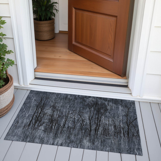 Addison Chantille ACN2083 Floral Machine Made Transitional Charcoal Rug