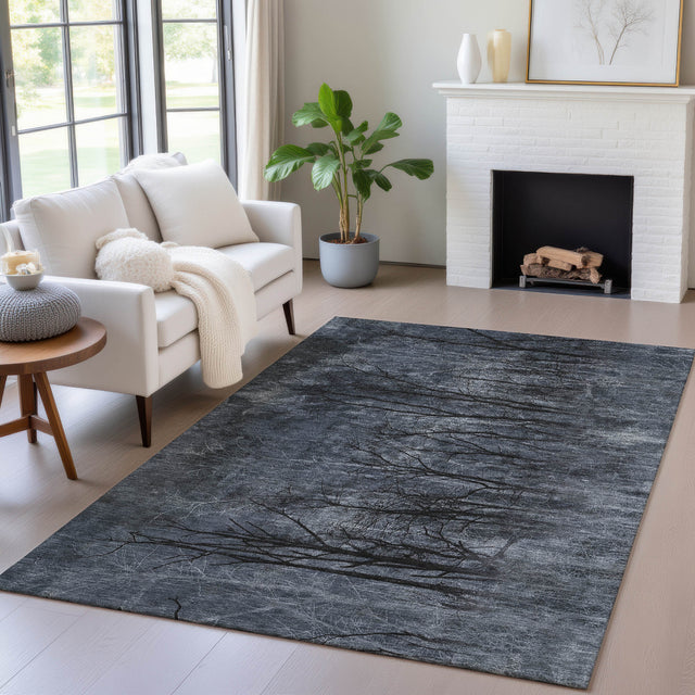 Addison Chantille ACN2083 Floral Machine Made Transitional Charcoal Rug