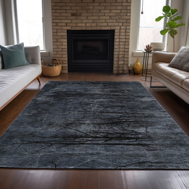 Addison Chantille ACN2083 Floral Machine Made Transitional Charcoal Rug