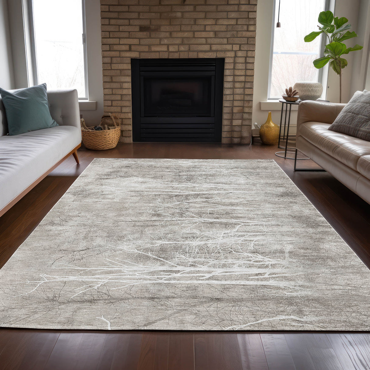 Addison Chantille ACN2083 Floral Machine Made Transitional Silver Rug