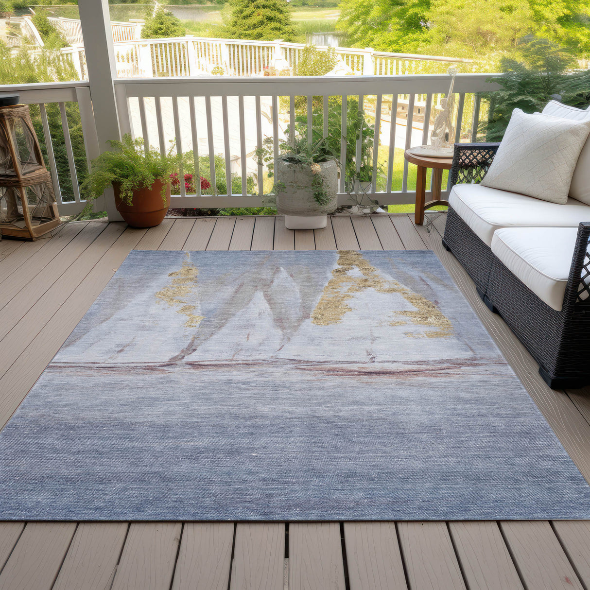 Addison Chantille ACN2084 Coastal Machine Made Transitional Blue Rug
