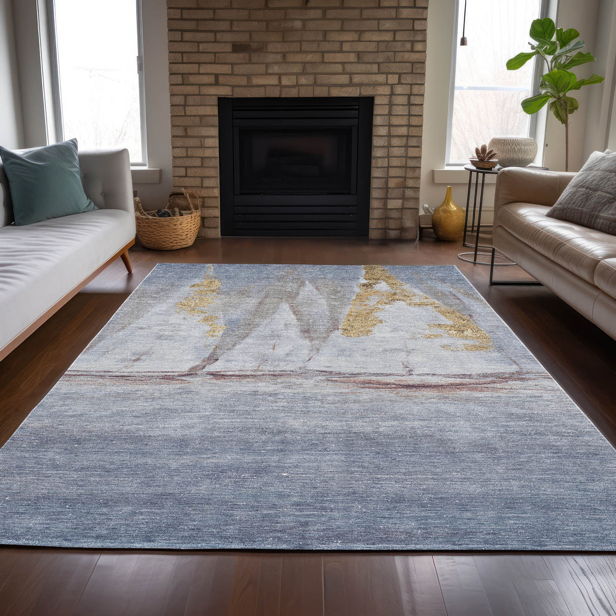Addison Chantille ACN2084 Coastal Machine Made Transitional Blue Rug
