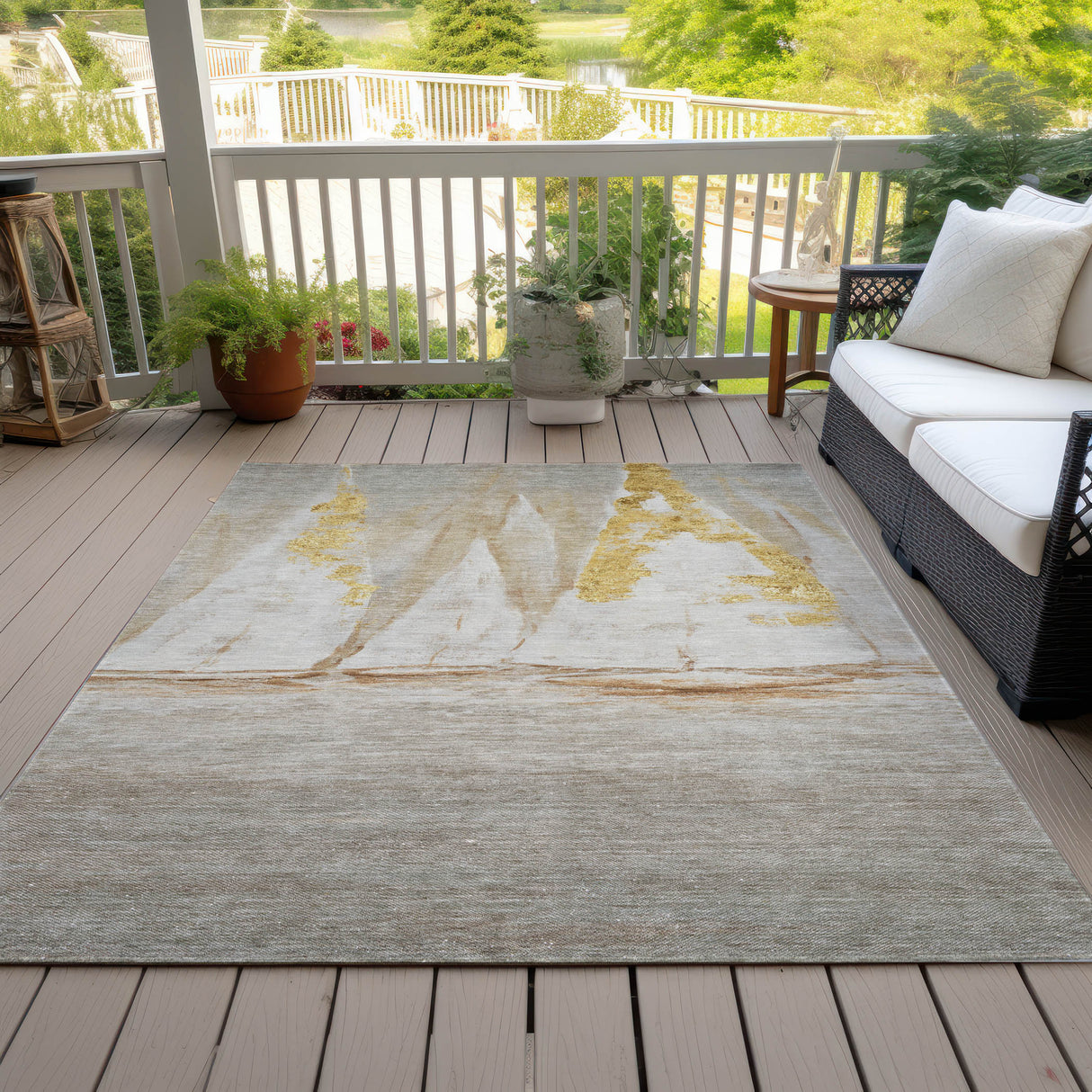 Addison Chantille ACN2084 Coastal Machine Made Transitional Taupe Rug