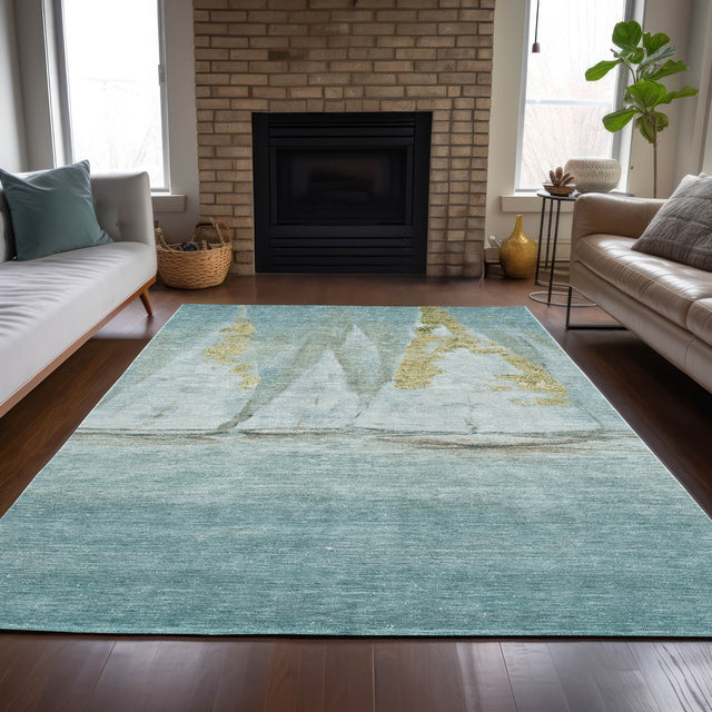 Addison Chantille ACN2084 Coastal Machine Made Transitional Teal Rug