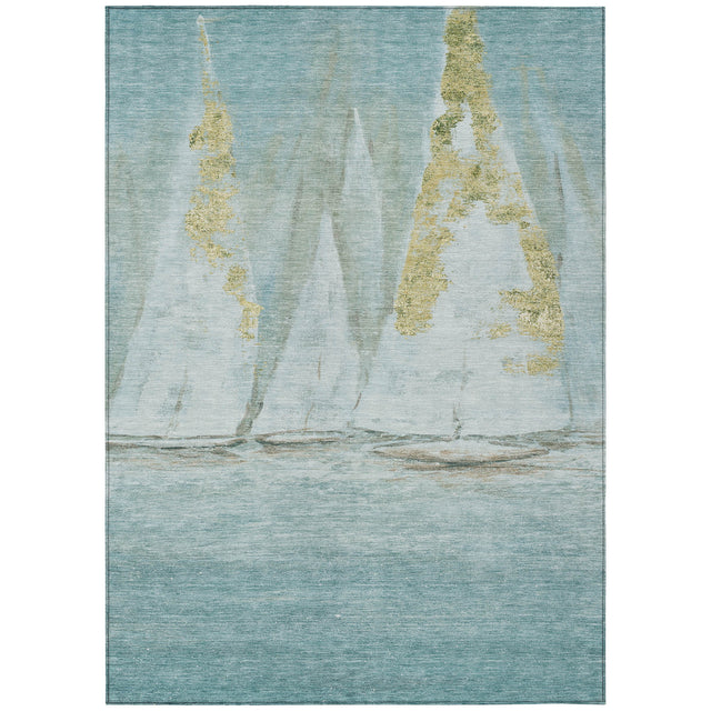 Addison Chantille ACN2084 Coastal Machine Made Transitional Teal Rug