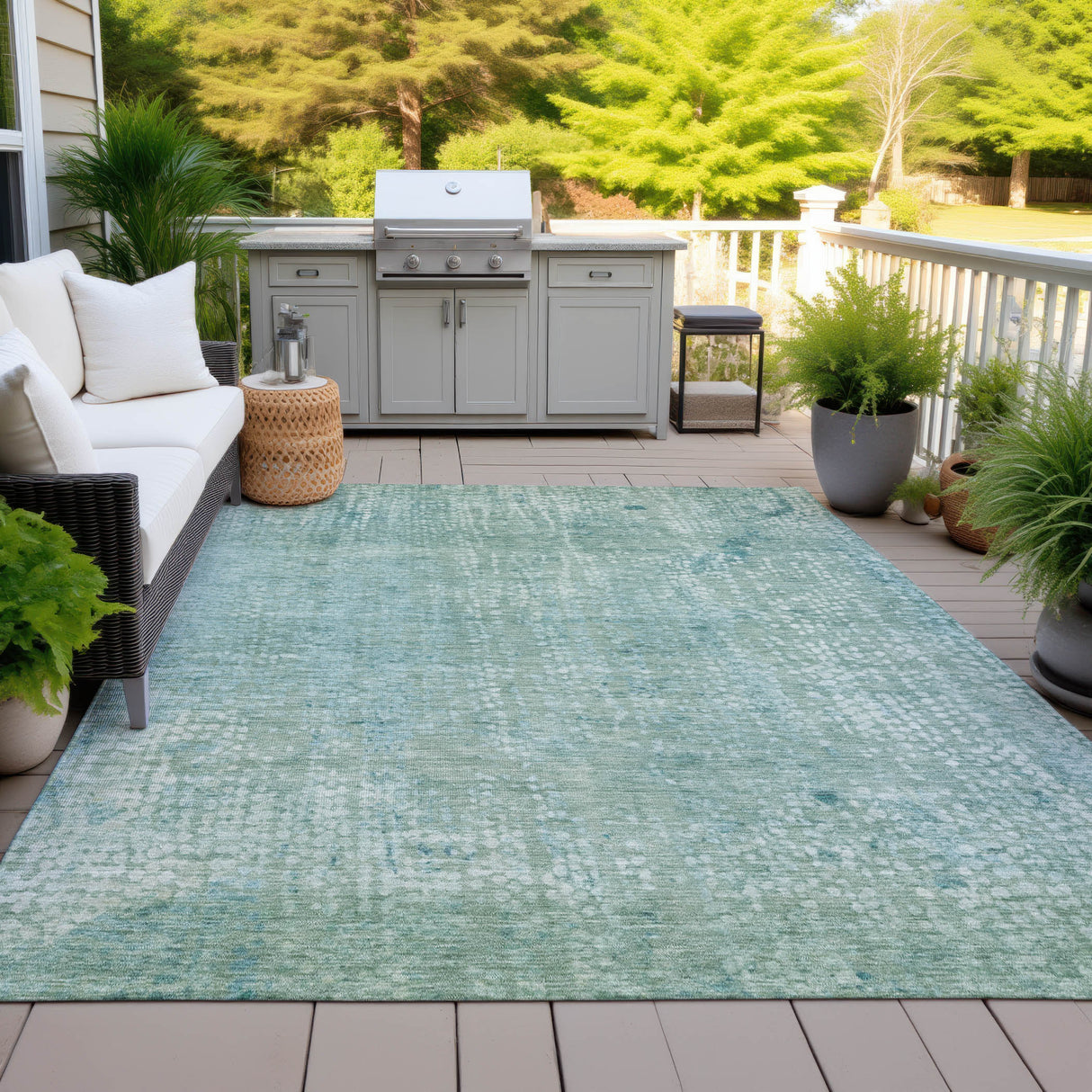 Addison Chantille ACN2087 Abstract Machine Made Transitional Teal Rug