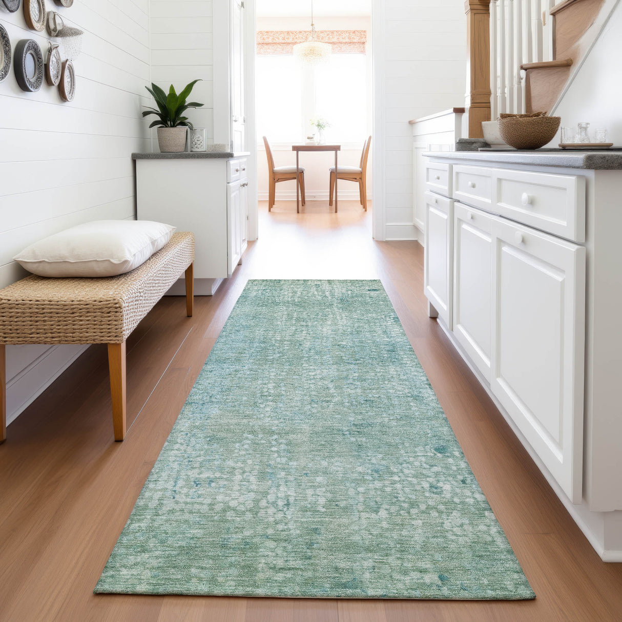 Addison Chantille ACN2087 Abstract Machine Made Transitional Teal Rug