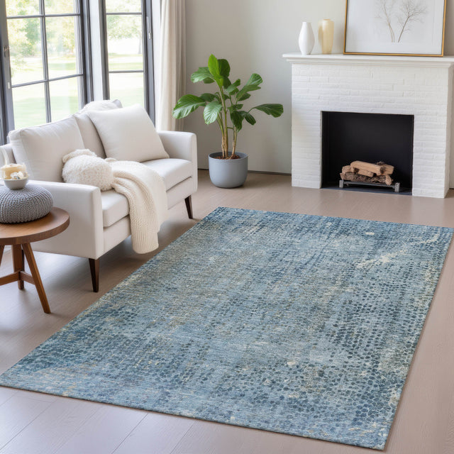 Addison Chantille ACN2088 Abstract Machine Made Transitional Blue Rug