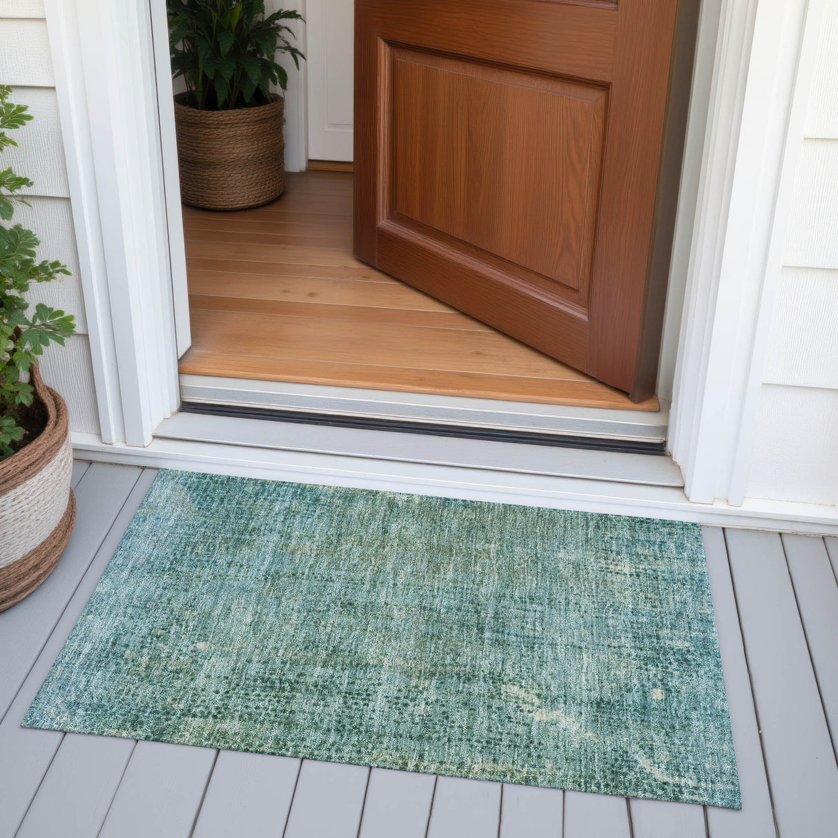 Addison Chantille ACN2088 Abstract Machine Made Transitional Teal Rug