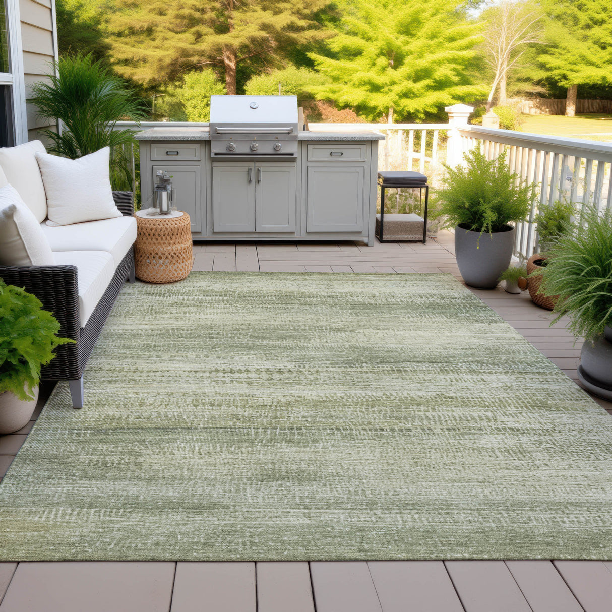 Addison Chantille ACN2089 Abstract Machine Made Transitional Aloe Rug