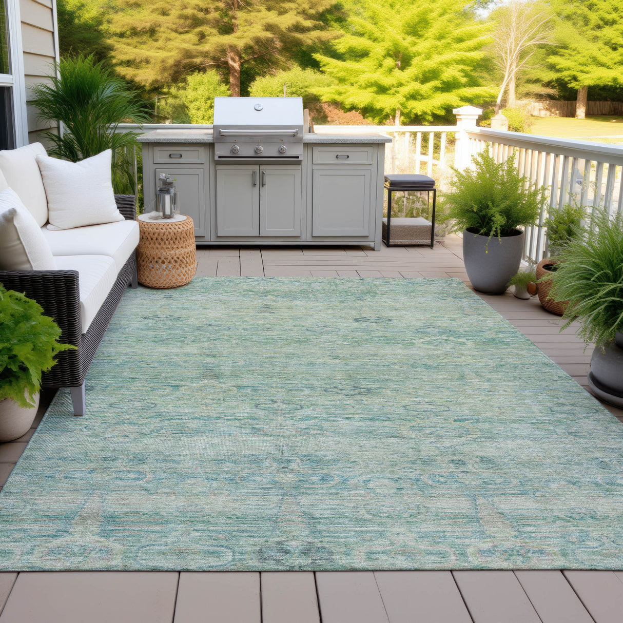 Addison Chantille ACN2090 Global Machine Made Traditional Teal Rug