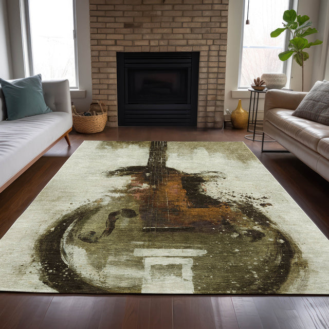 Addison Chantille ACN2091 Music Machine Made Transitional Brown Rug