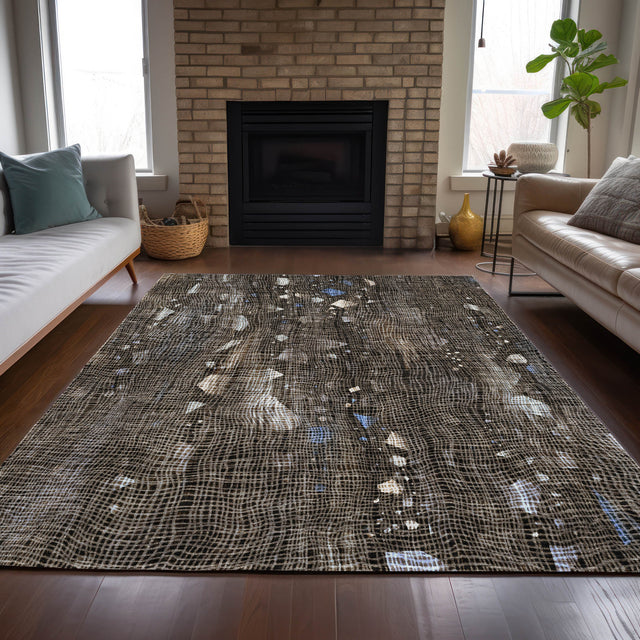 Addison Chantille ACN2092 Abstract Machine Made Transitional Chocolate Rug