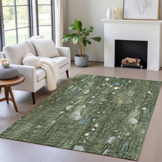 Addison Chantille ACN2092 Abstract Machine Made Transitional Fern Rug