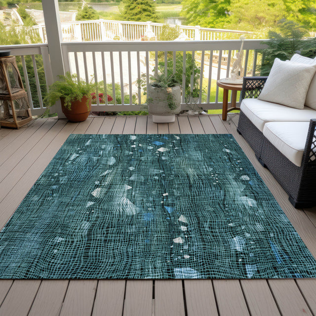 Addison Chantille ACN2092 Abstract Machine Made Transitional Teal Rug
