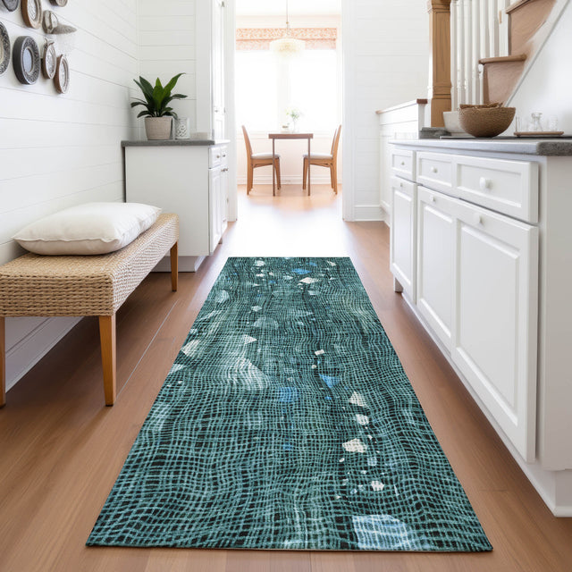 Addison Chantille ACN2092 Abstract Machine Made Transitional Teal Rug