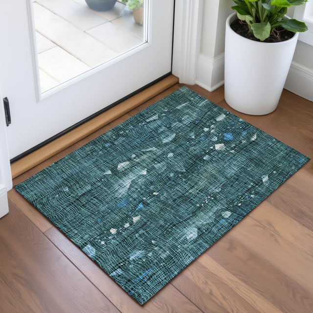Addison Chantille ACN2092 Abstract Machine Made Transitional Teal Rug